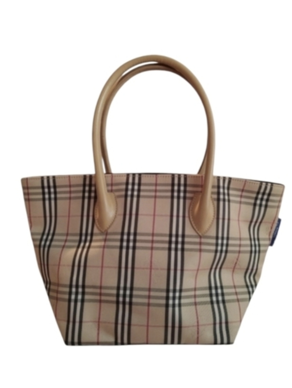 Burberry London Blue Label Check Nylon & Leather Tote Bag
